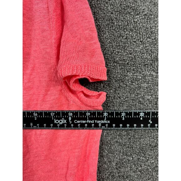 Eileen Fisher Linen Open Front Cardigan Sweater Womens Size M Coral Short Sleeve - Picture 8 of 8
